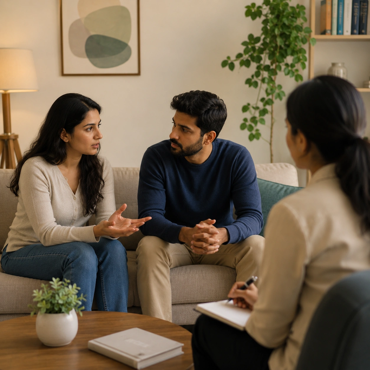 Therapist and client in a supportive session